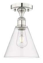 Innovations Lighting 616-1F-PN-GBC-82 - Berkshire - 1 Light - 8 inch - Polished Nickel - Semi-Flush Mount