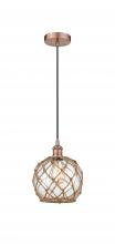 Innovations Lighting 616-1P-AC-G122-8RB - Farmhouse Rope - 1 Light - 8 inch - Antique Copper - Cord hung - Mini Pendant