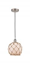 Innovations Lighting 616-1P-SN-G121-8RB - Farmhouse Rope - 1 Light - 8 inch - Brushed Satin Nickel - Cord hung - Mini Pendant