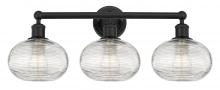 Innovations Lighting 616-3W-BK-G555-8CL - Ithaca - 3 Light - 26 inch - Matte Black - Bath Vanity Light