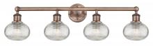 Innovations Lighting 616-4W-AC-G555-6CL - Ithaca - 4 Light - 33 inch - Antique Copper - Bath Vanity Light