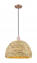 Innovations Lighting 716-1P-AC-RBD-16-NAT - Woven Rattan - 1 Light - 16 inch - Antique Copper - Cord hung - Mini Pendant
