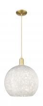 Innovations Lighting 716-1P-SG-G1216-14WM - White Mouchette - 1 Light - 14 inch - Satin Gold - Cord hung - Mini Pendant