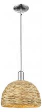 Innovations Lighting 716-1S-PC-RBD-12-NAT - Woven Rattan - 1 Light - 12 inch - Polished Chrome - Stem hung - Mini Pendant