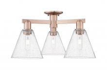 Innovations Lighting 716-3F-AC-GBC-84 - Berkshire Glass - 3 Light - 26 inch - Antique Copper - Semi-Flush Mount
