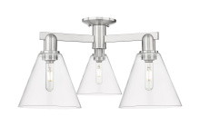 Innovations Lighting 716-3F-SN-GBC-82 - Berkshire Glass - 3 Light - 26 inch - Brushed Satin Nickel - Semi-Flush Mount