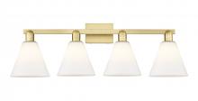 Innovations Lighting 716-4W-SG-GBC-81 - Berkshire Glass - 4 Light - 35 inch - Satin Gold - Bath Vanity Light