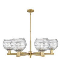 Innovations Lighting 716-6CR-BB-G1213-8CL - Athens Deco Swirl - 6 Light - 38 inch - Brushed Brass - Stem hung - Chandelier