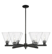 Innovations Lighting 716-6CR-BK-GBC-84 - Berkshire Glass - 6 Light - 38 inch - Matte Black - Stem hung - Chandelier