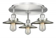 Innovations Lighting 916-3C-SN-M2-SN - Edison - 3 Light - 20 inch - Satin Nickel - Flush Mount