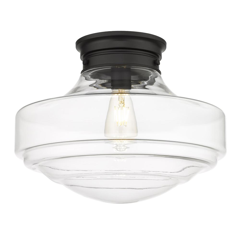 Ingalls Large Semi-Flush in Matte Black with Clear Glass Shade