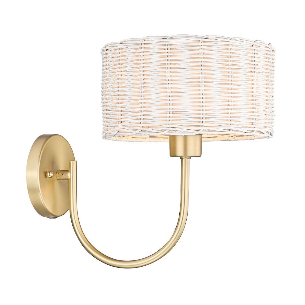 Erma BCB 1 Light Wall Sconce in Brushed Champagne Bronze with White Wicker Shade