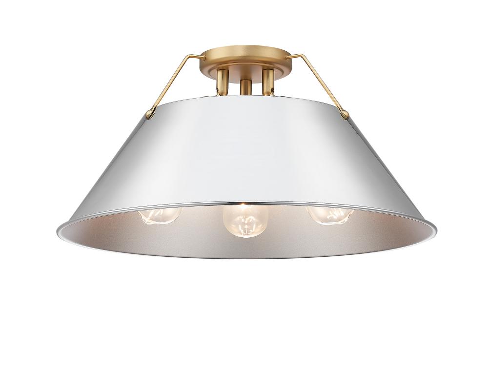 Orwell BCB 3 Light Flush Mount in Brushed Champagne Bronze with Chrome shade