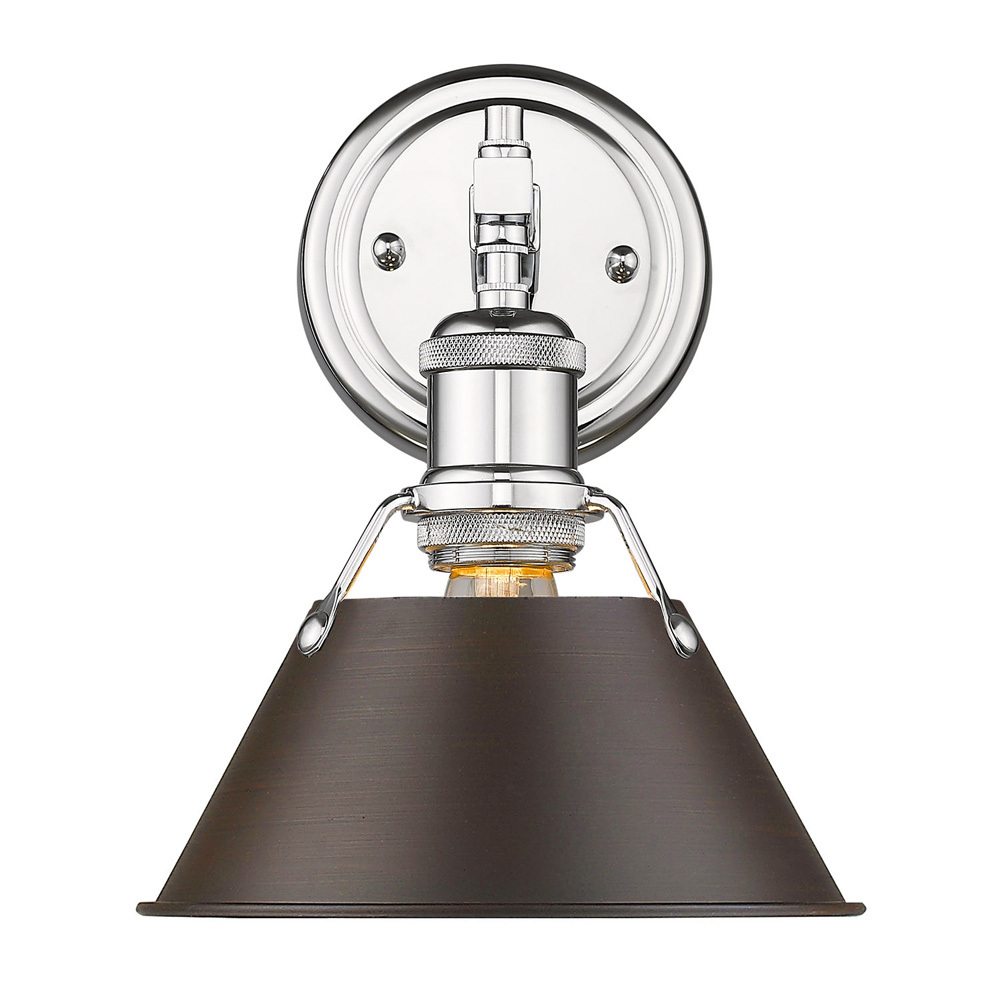 Orwell CH 1 Light Bath Vanity in Chrome with Rubbed Bronze shade