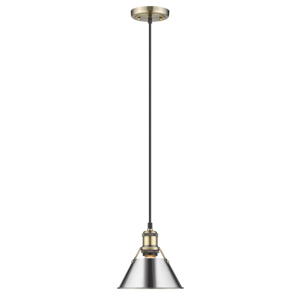 Orwell AB Small Pendant - 7" in Aged Brass with Chrome shade