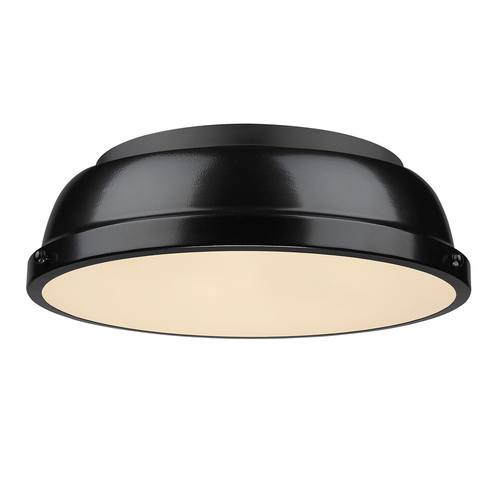 Duncan 14" Flush Mount in Black with a Black Shade