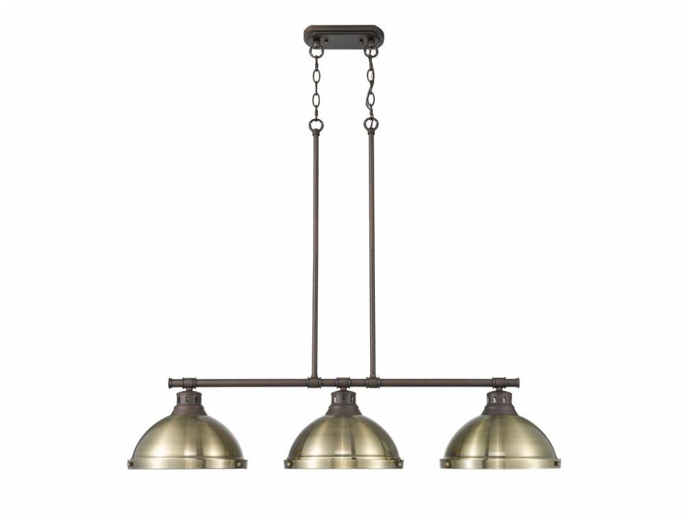 Duncan Small Pendant with Rod in Rubbed Bronze with Chrome