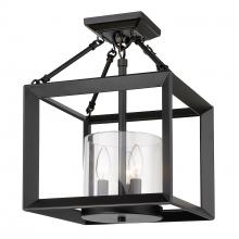 Golden 2073-SF BLK-CLR - Smyth Semi-Flush in Matte Black with Clear Glass Shades