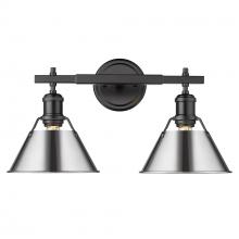 Golden 3306-BA2 BLK-CH - Orwell 2-Light Vanity Light in Matte Black with Chrome