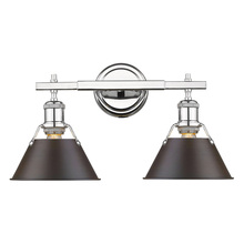 Golden 3306-BA2 CH-RBZ - Orwell 2-Light Vanity Light in Chrome with Rubbed Bronze