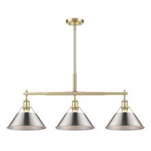 Golden 3306-LP BCB-PW - Orwell BCB 3 Light Linear Pendant in Brushed Champagne Bronze with Pewter shades