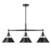 Golden 3306-LP BLK-BLK - Orwell BLK 3 Light Linear Pendant in Matte Black with Matte Black shades