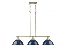Golden 3602-3LP AB-NVY - Duncan 1-Light Pendant with Chain in Chrome with Matte White