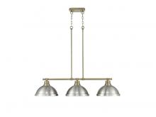 Golden 3602-3LP AB-PW - Duncan 1-Light Pendant with Chain in Rubbed Bronze with Aged Brass