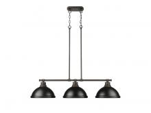 Golden 3602-3LP RBZ-BLK - Duncan Small Pendant with Rod in Rubbed Bronze with Matte Navy