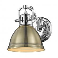 Golden 3602-BA1 CH-AB - Duncan 1 Light Bath Vanity in Chrome with an Aged Brass Shade