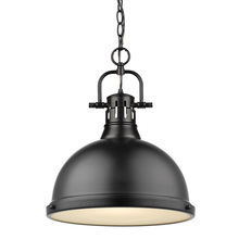 Golden 3602-L BLK-BLK - Duncan 1 Light Pendant with Chain in Matte Black with a Matte Black Shade
