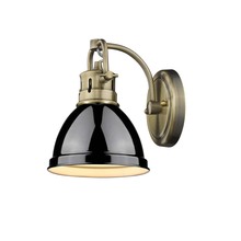 Golden 3602-BA1 AB-BK - Duncan 1-Light Bath Vanity in Aged Brass with Black