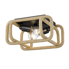 Golden 6085-FM BLK-NR - Camden Flush Mount in Matte Black with Natural Raphia Rope