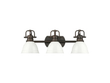 Golden 3602-BA3 RBZ-WH - Duncan 3-Light Bath Vanity in Rubbed Bronze with White