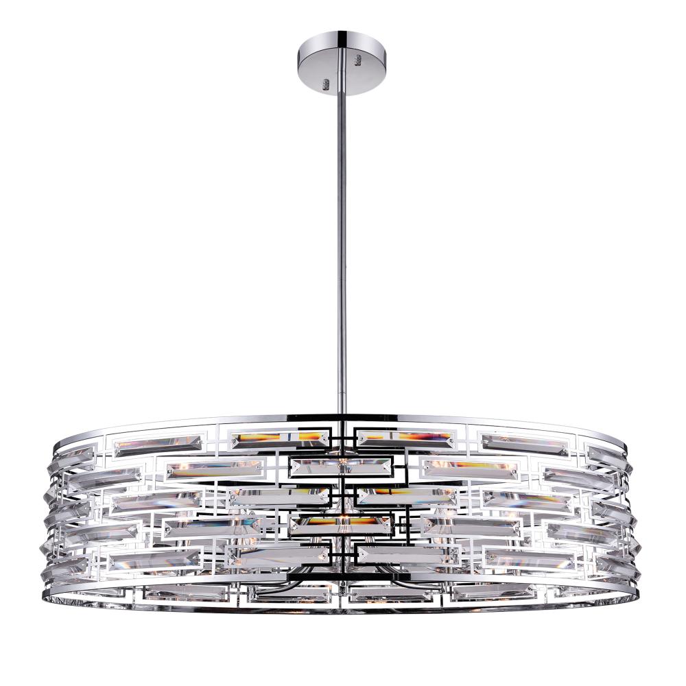 Petia 8 Light Drum Shade Island Light With Chrome Finish