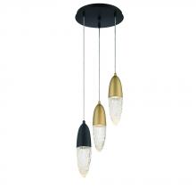 Eurofase 43858-046 - Ecrou 3 Light Chandelier in Mixed Black + Brass