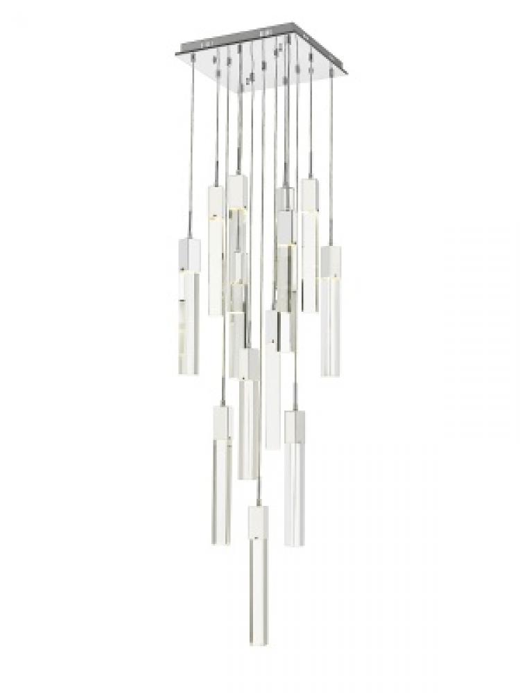 The Original Glacier Avenue Collection Chrome 13 Light Pendant Fixture with Clear Crystal