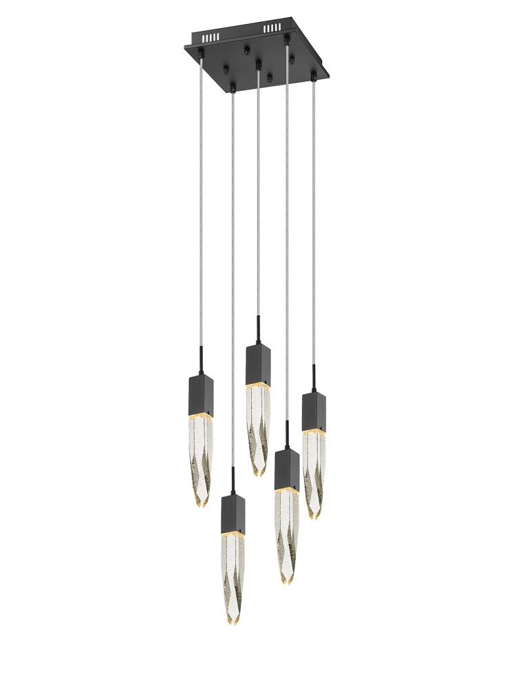 The Original Aspen Collection Chrome 5 Light Pendant Fixture with Clear Crystal