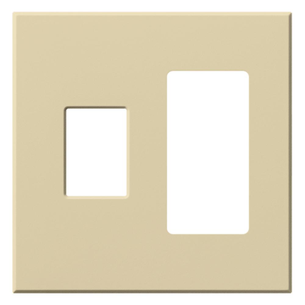 VAREO WALLPLATE 2GNG CONT/RCPT IVORY