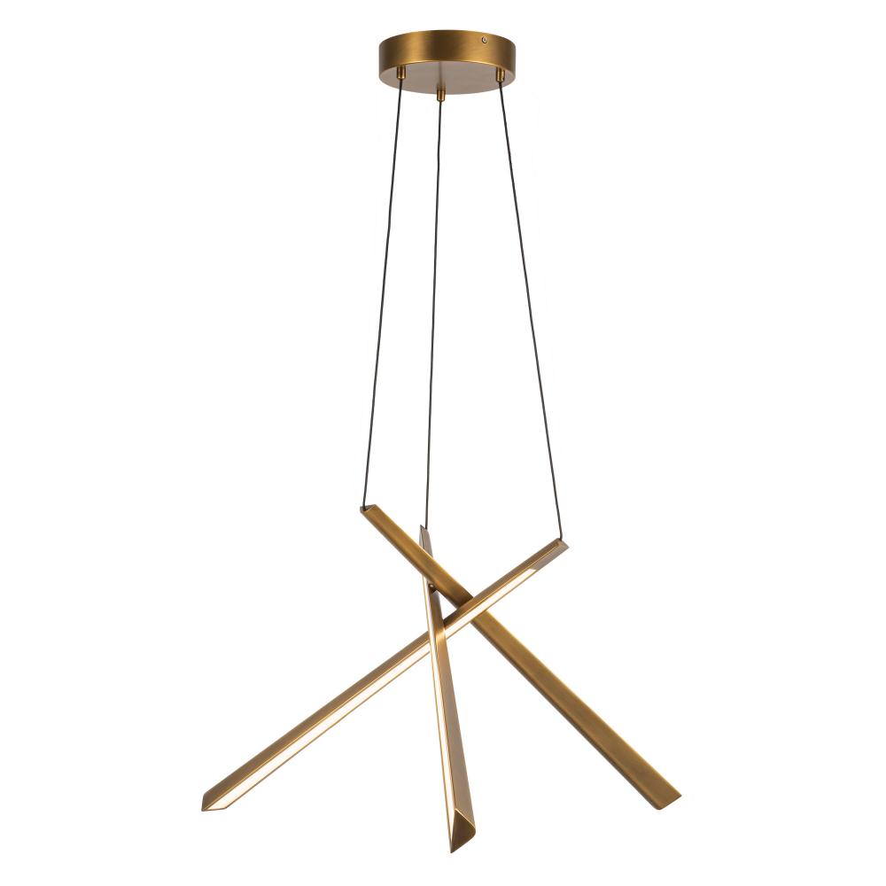 Lex 27-in Vintage Brass LED Chandelier