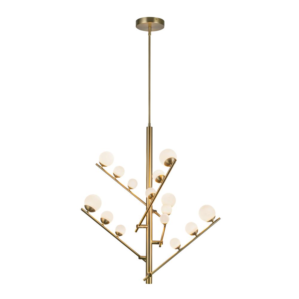 Juniper 5 Head Brushed Gold/Opal Glass LED Chandelier