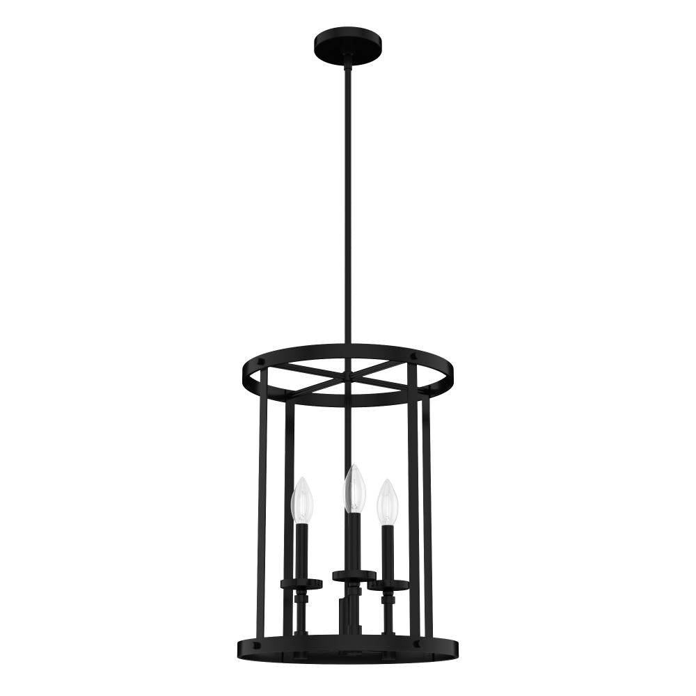 Hunter Briargrove Matte Black 3 Light Chandelier Ceiling Light Fixture