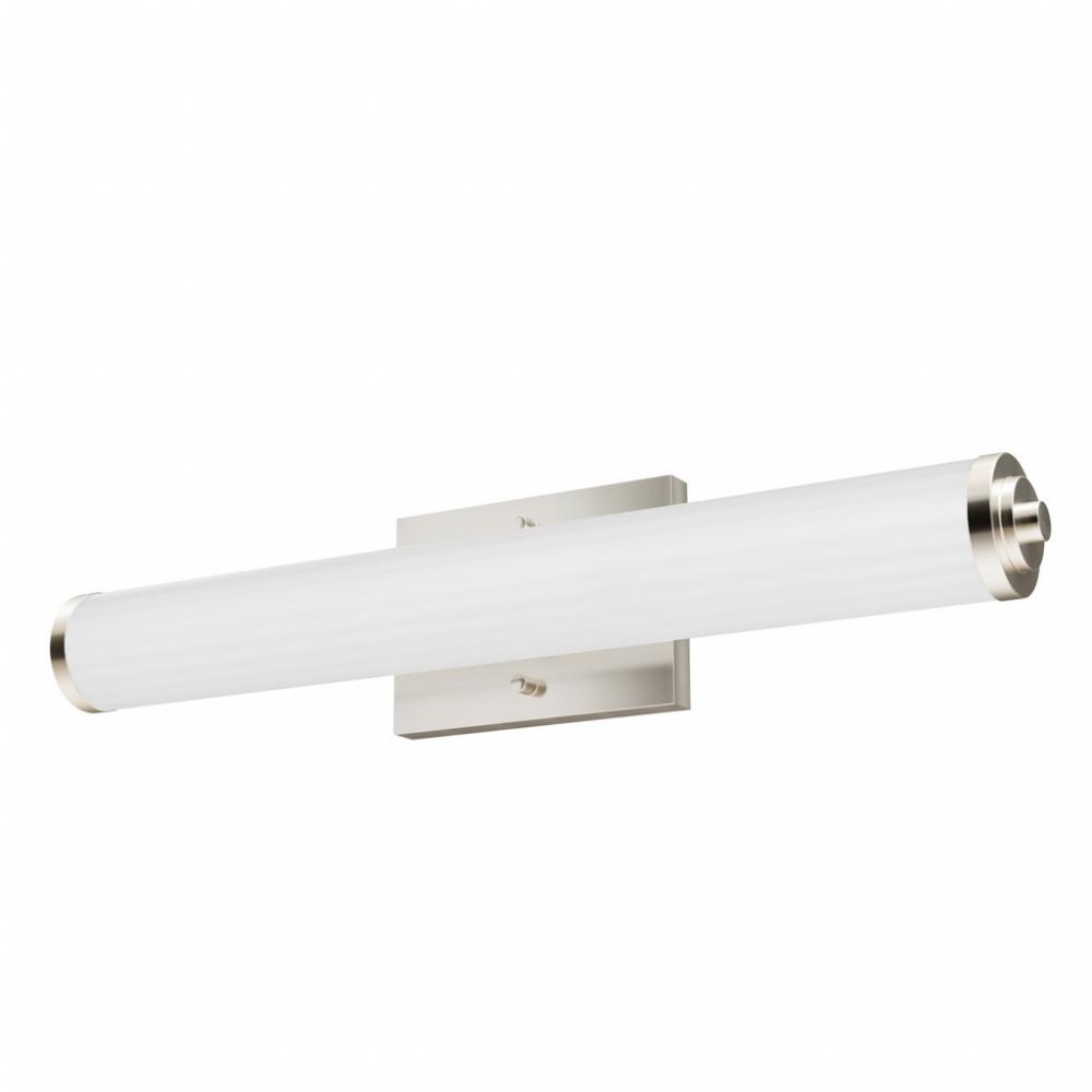 Hunter Holly Grove Brushed Nickel with Cased White Glass 2 Light Bathroom Vanity Wall Light Fixture