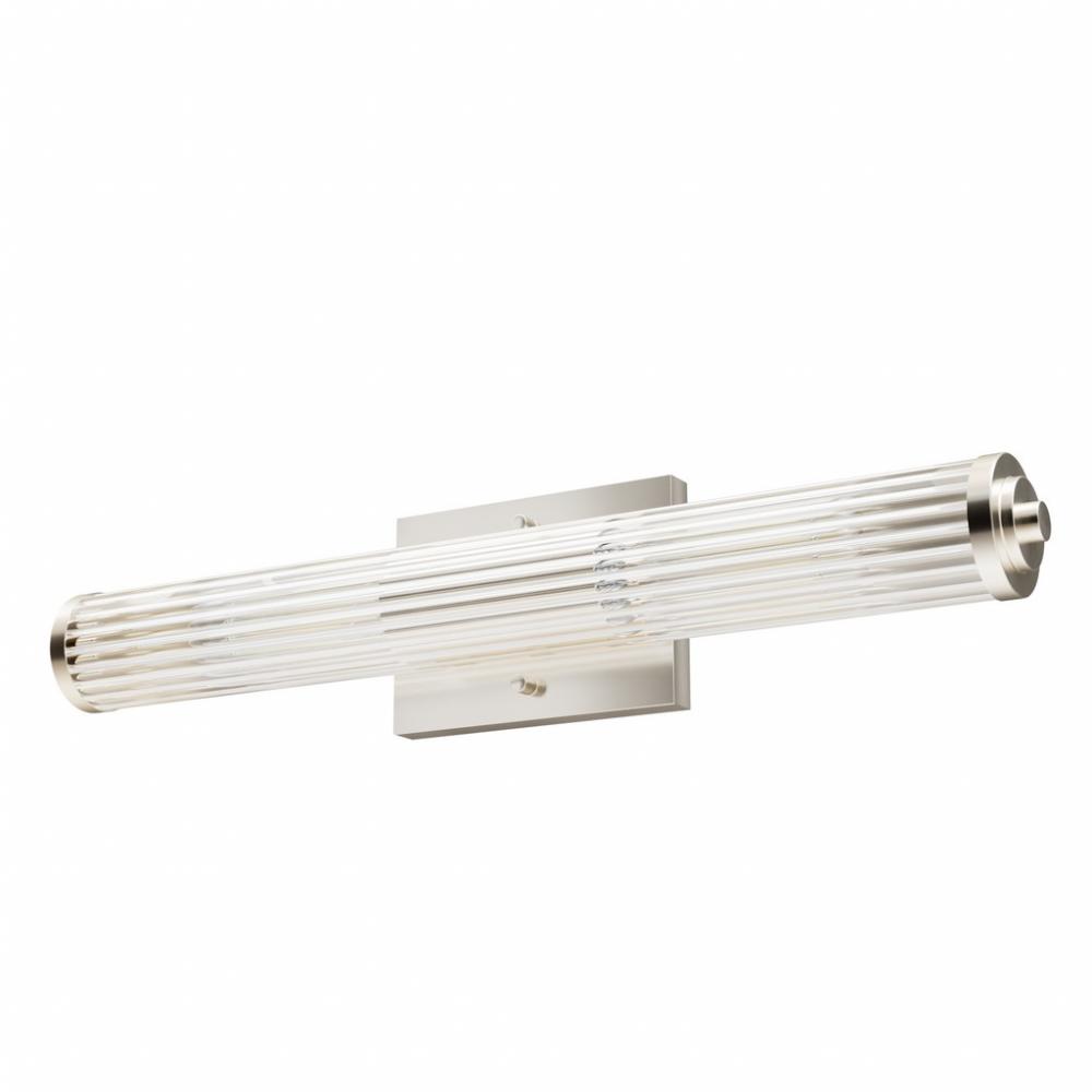 Hunter Holly Grove Brushed Nickel with Clear Glass 2 Light Bathroom Vanity Wall Light Fixture