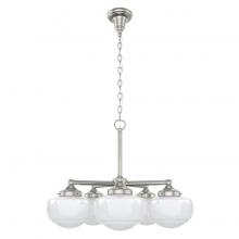 Hunter 19359 - Hunter Saddle Creek Brushed Nickel with Cased White Glass 5 Light Chandelier Ceiling Light Fixture