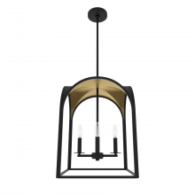 Hunter 19082 - Hunter Dukestown Natural Black Iron and Gold Leaf 4 Light Pendant Ceiling Light Fixture