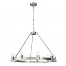 Hunter 19031 - Hunter Saddlewood Brushed Nickel 9 Light Large Chandelier Ceiling Light Fixture