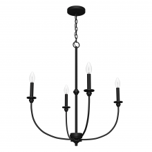 Hunter 19636 - Hunter Southcrest Flat Matte Black 4 Light Chandelier Ceiling Light Fixture