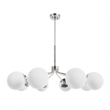 Hunter 19869 - Hunter Hepburn Brushed Nickel with Cased White Glass 8 Light Chandelier Ceiling Light Fixture