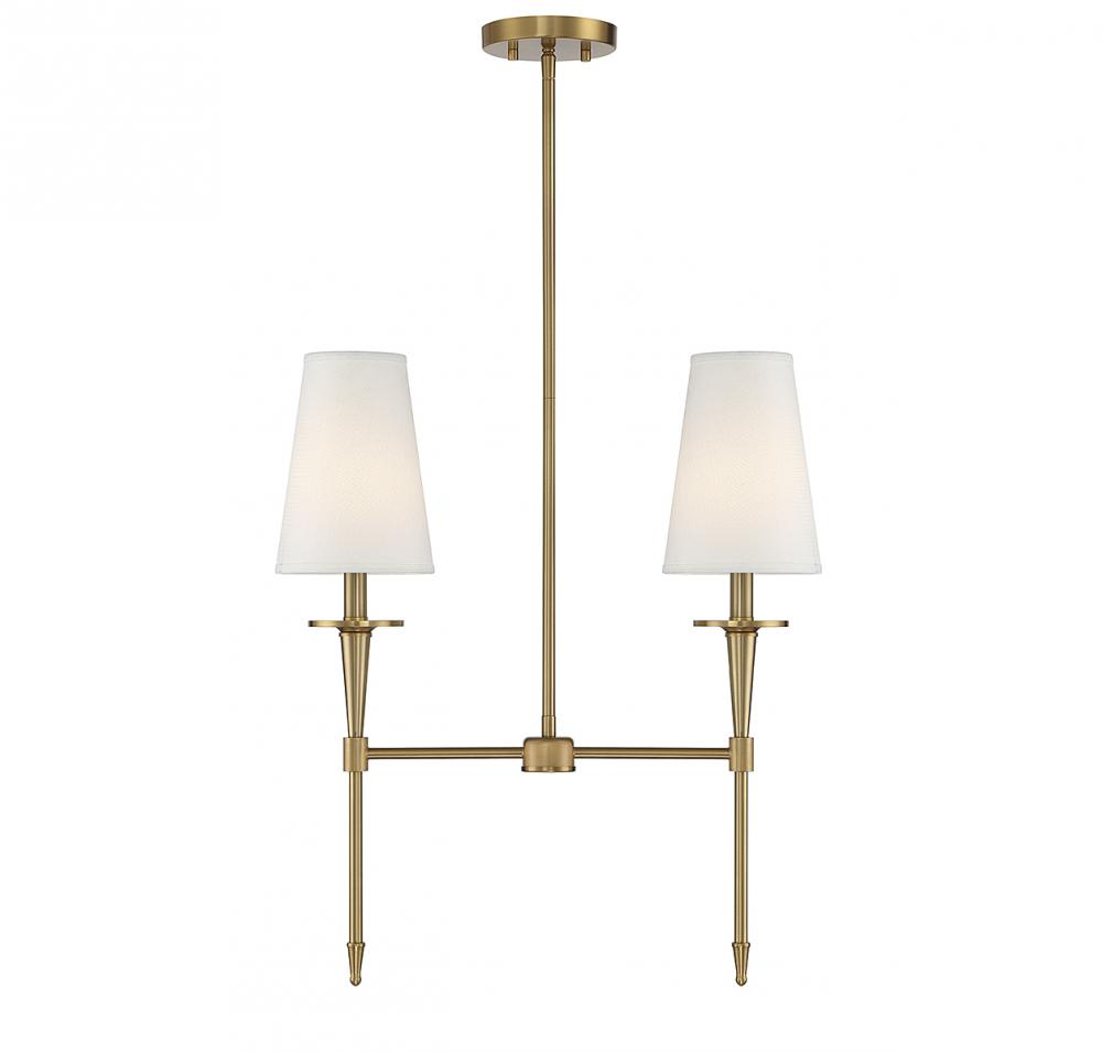 Trundle 2-Light Linear Chandelier in Warm Brass